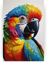Papegaai - Kleurrijk wanddecoratie - Schilderijen vogels - Klassiek schilderijen - Canvas schilderij - Decoratie slaapkamer - 40 x 60 cm 18mm