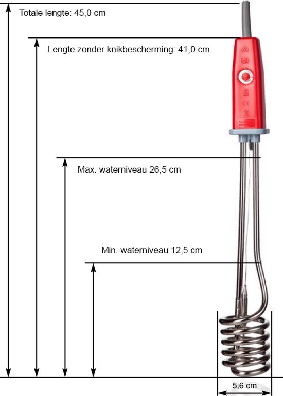 Amigo emmerdompelaar - 2000 Watt - 230 Volt - met overhittingsbescherming en reset-knop van Amigo. — afbeelding 2
