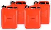 Set van 4 Robuuste Jerrycans 10 Liter - Rood Polyethyleen - Ideaal voor Auto & Motor - Geschikt voor Benzine en Meer - Met Schenktuit en Handgreep