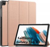 Tablet Hoes Geschikt voor Sanmsung Galaxy Tab A9 | Book Case met Standaard | Kunstlederen Beschermhoes | Tri-fold | Roze Goud