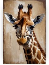 Giraffe schilderij - Dieren glasschilderijen - Glas schilderij vintage - Wanddecoratie industrieel - Schilderijen plexiglas - Muur kunst - 60 x 90 cm 5mm