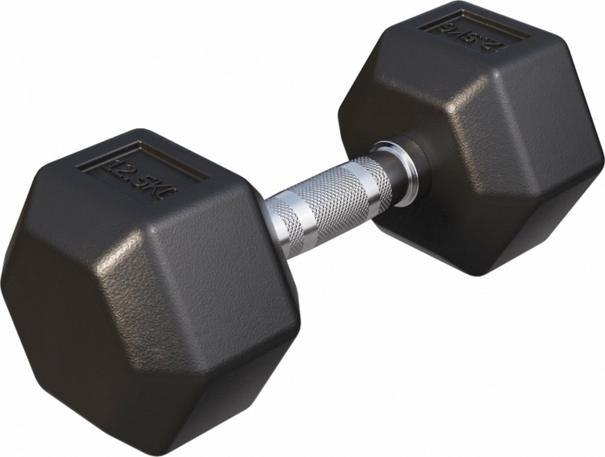 Gorilla Sports Dumbell - 125 kg - Gietijzer (rubber coating) - Hexagon
