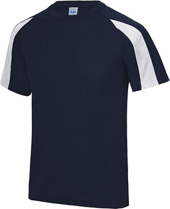 Just Cool Vegan Unisex T-shirt 'Contrast' met korte mouwen Navy/White - L