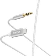 Hama Aux-kabel - Audio kabel - 3,5mm jack naar Lightning kabel - Geschikt voor Smartphone of tablet met Lightning - Aluminium behuizing - 1 meter - Wit