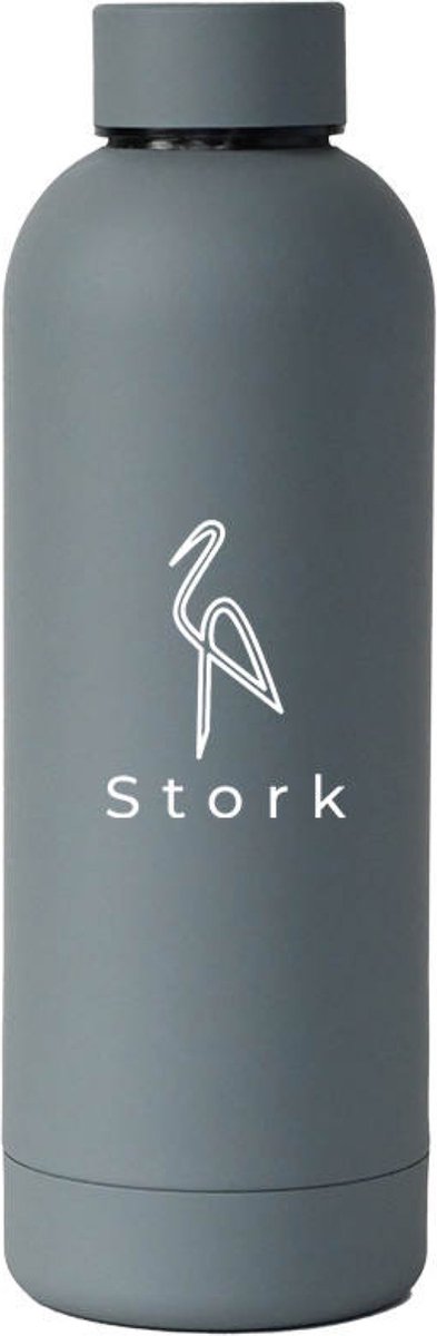 Stork Thermosfles 500 ml grijs Design - Luxe - Thermo - Travel - RVS - Stijlvol - drinkfles - mat - Thee - Koffie - Water - fles - waterfles