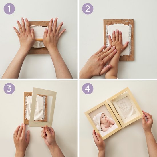 Fotolijst Met Baby Hand- En Voetafdruk In Klei - Veilig En Gemakkelijk - Kraamcadeau van Kleintje* — afbeelding 4