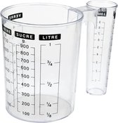 5Five Double tasse à mesurer/tasse à mélanger - plastique - transparent - 1000 ml - articles de cuisine
