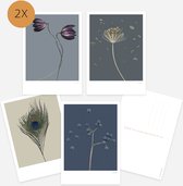 Ansichtkaarten set bloemen Botanisch zonder tekst -Soft Spirit -  Ansichtkaart - wenskaart - 8 stuks - A6  - fotografie - Rijkvol