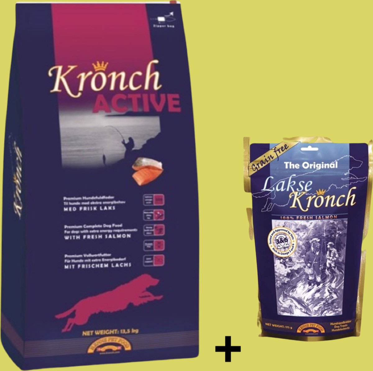 Kronch - Active Adult + 600 gram Zalmsnacks - Voordeelpakket
