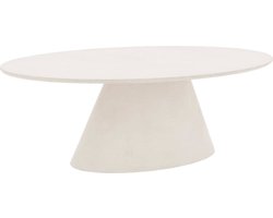 Goossens Stone Eettafel - Beton - 220 x 77 x 120 cm - Ovaal - wit