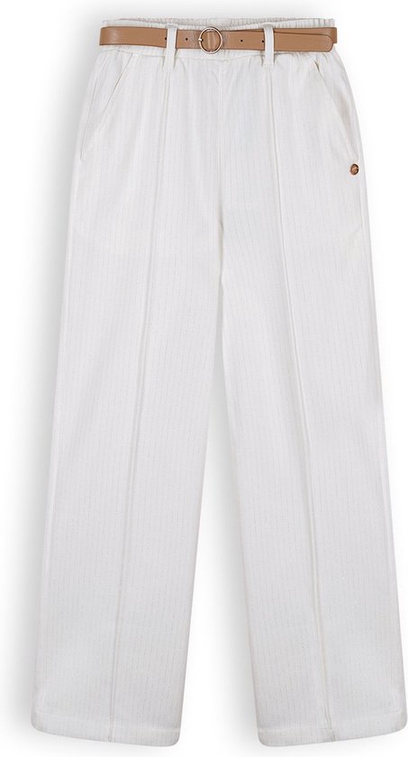 Nono Sayla Girls Pants Pinstripe White Meisjes - Chino - Pantalon - Ecru - Maat 116