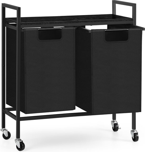 vidaXL Wasmand met 2 vakken 100 L bamboe wit