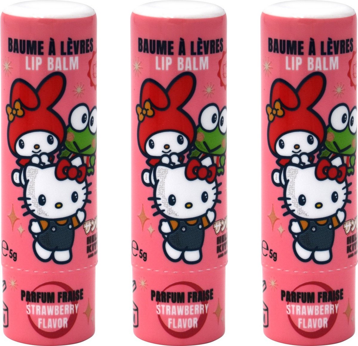Hello Kitty Friends Lippenbalsem - Set van 3 - 5 gr - Vegan