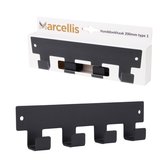 Marcellis - Industriële handdoekhaak - handdoekhouder - ophanghaak - 4 haken - mat zwart - staal - metaal - incl. bevestigingsmateriaal