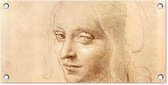 Tuinposter Schets - Leonardo da Vinci - 60x30 cm - Tuindoek - Buitenposter