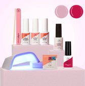 PN Selfcare compleet gellak Starterspakket 'N5 Natural Pink & 'N16 Hot Pink - met LED Lamp - 2 Trendy Gellak kleuren - Manicure Set - Gel Nagels - Gel Nagellak - Vegan & Hema Free - 5 x 6ml
