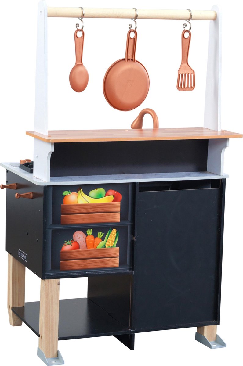 KidKraft Kinderkeuken - Speelgoedkeuken - Peuter Speelgoed Keuken met Accessoires - Zwart — afbeelding 2