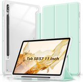 Phreeze Tri-Fold Hoes - Geschikt voor Samsung Galaxy Tab S8 Case - 11 Inch - Tri Fold Standaard Hoes - Licht Groen- SM-X700, SM-X707