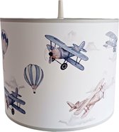 Hanglamp vliegtuigen / luchtballonnen - lampen - 30x30x24 cm - kinder & babykamer - kunststof - wit - excl. lichtbron