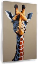 Portret giraffe schilderij - Woonkamer schilderij - Schilderijen giraffe - Wanddecoratie kinderkamer - Acrylglas schilderijen - Kantoor decoratie - 60 x 90 cm 5mm