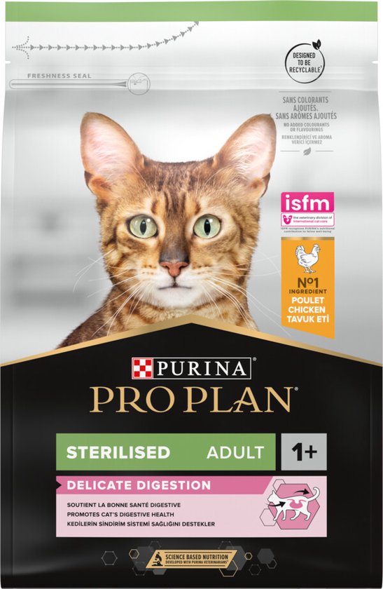 4x Pro Plan Adult Sterilised Delicate Digest Kip 3 kg