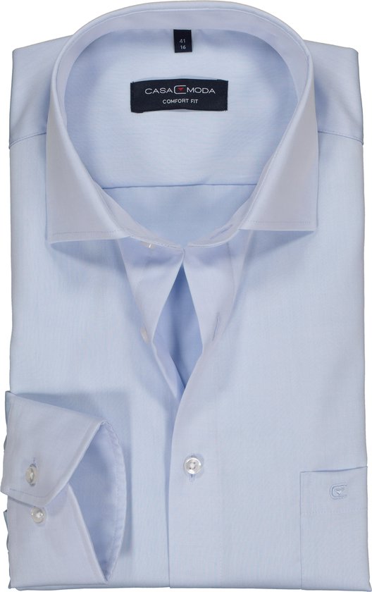CASA MODA comfort fit overhemd - mouwlengte 72 cm - lichtblauw twill - Strijkvrij - Boordmaat: 42