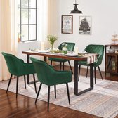 Rootz Eetkamerstoelen - Set Van 2 - Fauteuils - Velvet - Metaal - Groen/Grijs - 62.5 x 60 x 85 cm