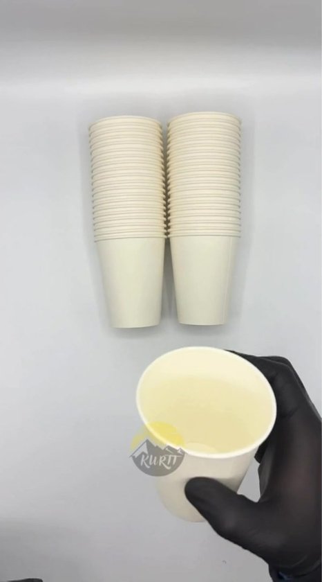 KURTT - Vaisselle jetable - 100x Tasses à café à emporter - 200ml - 100x Assiettes en carton - 23cm