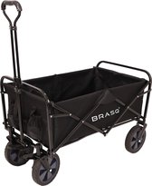 BRASQ Bolderkar Opvouwbaar Zwart - Bolderwagen met stevig frame - Draaibare wielen - Verstelbare hendel - 75 KG Draagkracht