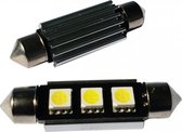 Auto LEDlamp 2 stuks | LED festoon 42mm | 3-SMD xenon wit 6500K - heatsink | CAN-BUS 12 Volt