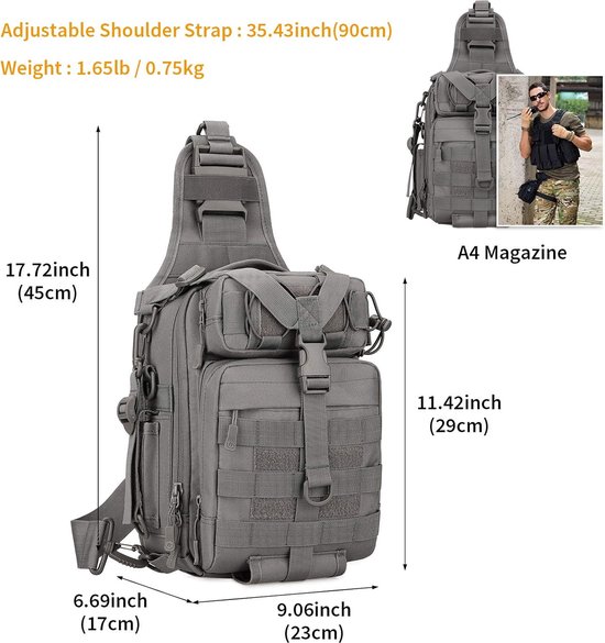 SACOCHE TACTIQUE MOLLE homme, sac banane militaire utilitaire EDC avec pochette EUR 10,42 - FR