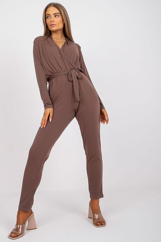 Bruine Lange Mouwen Jumpsuit