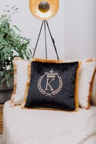 Embroidered pillow / personalised pillow / monogram pillow / decorative cushion 40x 40 black velvet letter K