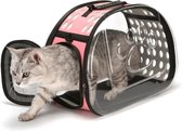 Avoir Avoir®- Huisdieren schoudertas Cat Door Bag - Ademend en veilig - Duurzaam plastic - Verstelbare en transparante schouderband - Roze-Ruime afmetingen