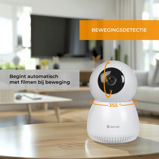 Denver Beveiligingscamera Indoor - Huisdiercamera - Camera met Nachtzicht - Tuya App - WiFi - Full HD - 1080P - Bewegingsdetectie - IIC215MK2- Wit van Denver — afbeelding 2