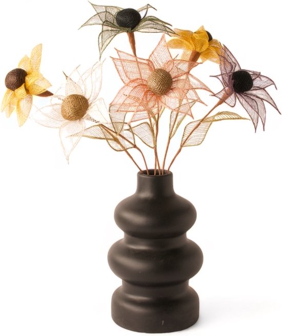 WinQ! -vaas met Abaca kunstbloemen - Kunstbloemen van plantenvezel - Natuurlijke kunstbloemen