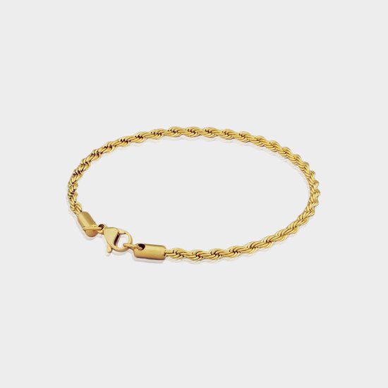 Rope Armband 3 mm - Gouden Schakelarmband - 21 cm lang - Armband Heren - Olympus Jewelry