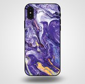 Smartphonica Telefoonhoesje voor iPhone X/Xs met marmer opdruk - TPU backcover case marble design - Goud Paars / Back Cover geschikt voor Apple iPhone X/10;Apple iPhone Xs
