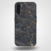 Smartphonica Telefoonhoesje voor OPPO A91 met marmer opdruk - TPU backcover case marble design - Goud Grijs / Back Cover geschikt voor Oppo A91