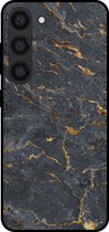Smartphonica Telefoonhoesje voor Samsung Galaxy S23 met marmer opdruk - TPU backcover case marble design - Goud Grijs / Back Cover geschikt voor Samsung Galaxy S23