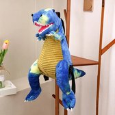 Dinosaurus rugtas - rugzak - kussen - Dino - blauw - groen - 53 x 40 cm
