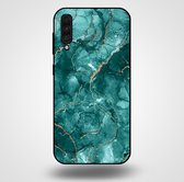 Smartphonica Telefoonhoesje voor Samsung Galaxy A50s met marmer opdruk - TPU backcover case marble design - Goud Groen / Back Cover geschikt voor Samsung Galaxy A50s