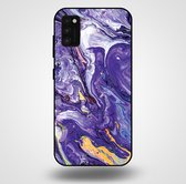 Smartphonica Telefoonhoesje voor Samsung Galaxy A41 met marmer opdruk - TPU backcover case marble design - Goud Paars / Back Cover geschikt voor Samsung Galaxy A41