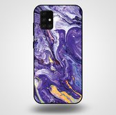 Smartphonica Telefoonhoesje voor Samsung Galaxy A71 5G met marmer opdruk - TPU backcover case marble design - Goud Paars / Back Cover geschikt voor Samsung Galaxy A71 5G