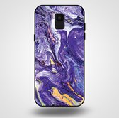 Smartphonica Telefoonhoesje voor Samsung Galaxy A6 2018 met marmer opdruk - TPU backcover case marble design - Goud Paars / Back Cover geschikt voor Samsung Galaxy A6 2018