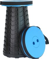 Tabouret pliant portable, capacité de charge maximale 180 kg, tabouret télescopique 7 ~ 45 cm, hauteur réglable en 9 directions, tabouret de camping, tabouret pliant (bleu)