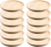 Houten bord rond - houten bord - vleesbord - pizzabord - snijplank - grenen - set van 12 - Ø 12 cm