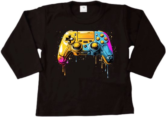 Shirt kind - Game controller print op shirt - Voor de echte Gamer - Maat 122/128