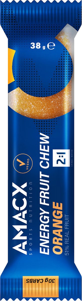 Amacx Energy Fruit Chew - Energie reep - Orange - Bar - Energy gums - 12 pack — afbeelding 2