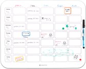 GreenStory - Sticky Whiteboard - Tableau planning familial semaine (43 x 35 cm) - Agenda familial - 5 personnes - avec Sticky Pen